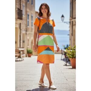 TRINA TURK Multi Print Orange Green Dress Size 4